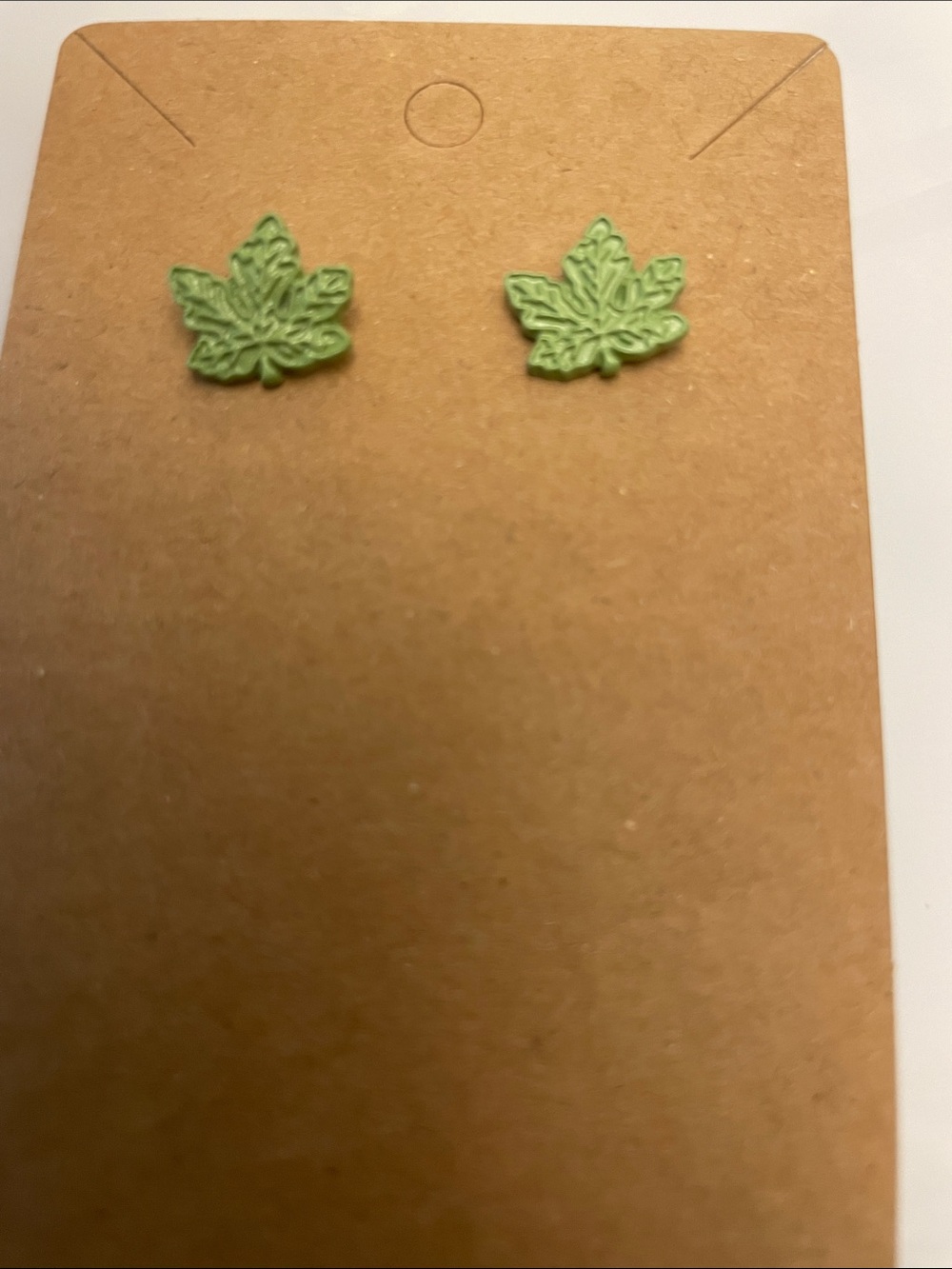 Green Leaf Stud Earrings for Women - Lightweight Leaf Motif